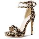 Diuniarza Womens Peep Toe Party Sandals Strappy Stilettos Lace Up Platform Sandals Shiny Evening Heels Leopard Size 9.5 UK/46