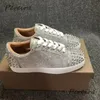 Bling Silber Nieten Casual Sneakers für Männer Frauen Marke Design Runde Kappe Lace Up Flache Schuhe Täglichen Paar Casual Schuhe Große Größe