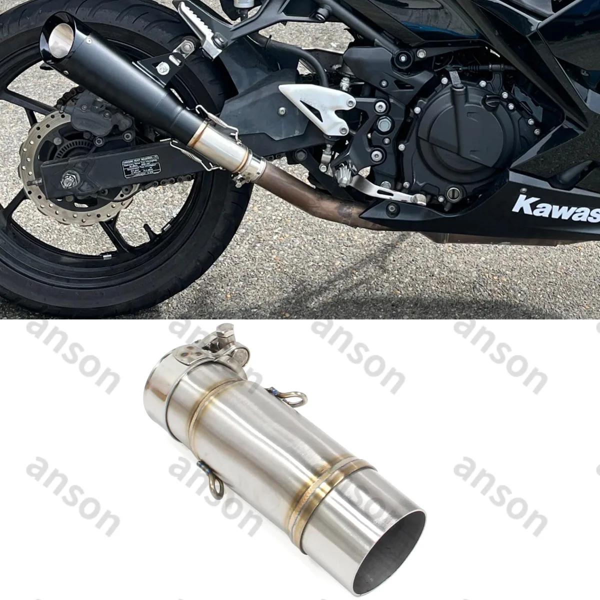 Ninja 500 Tubo centrale di scarico Slip on per KAWASAKI Z400 NINJA 400 2017-2025 Ninja 500 Z500 Ninja 250 Z250 ninja 300 z300 2012-2016