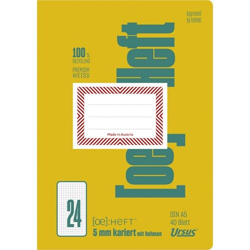 Ursus OE Schulheft OE.24 A5 40 Blatt 80g/qm 5mm kariert mit KR Image