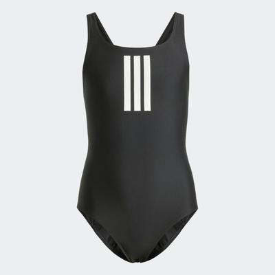 Badeanzug ADIDAS PERFORMANCE "3S MID SUIT GY", Mädchen, Gr. 104, N-Gr, schwarz-weiß (schwarz, weiß), Obermaterial: 78% Polyamid, 22% Elasthan, sportlich, Badeanzüge Image