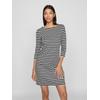 Jerseykleid VILA "VININNY 3/4 O-NECK DRESS/LC", Damen, Gr. M (38), N-Gr, schwarz-weiß (schwarz beauty stripes:snow weiß), Jersey, Obermaterial: 79% Polyester, 18% Viskose, 3% Elasthan, gestreift, modisch, Rundhals, 3/4-Ärmel, Kleider, Sommerkleid