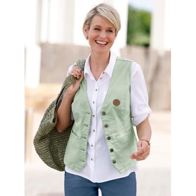 Jeansweste CLASSIC BASICS, Damen, Gr. 42, grün (eucalyptus), 97% Baumwolle, 3% Elasthan, unifarben, Westen Image