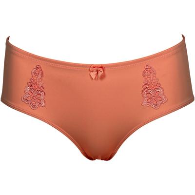 Slip ELBRINA "Micro/lace", Damen, Gr. L, orange (bright peach), Microfaser, Obermaterial: 88% Polyamid, 12% Elasthan, unifarben, körpernah, Unterhosen, mit eleganter Schleife und Stickerei Image
