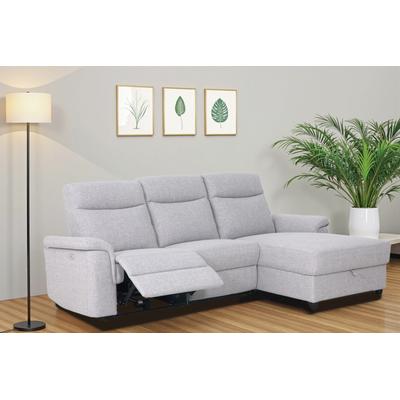 Ecksofa HOME AFFAIRE "BRIONNE, L-Form, 255cm, manuelle u. elektrische Funktion (USB A/C)", grau (hellgrau), B:255cm H:101cm T:95cm, Webstoff 100% Polyester, Sofas, Liegefunktion, Stauraum, Federkernpolsterung, Webstoff Image