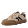 Plateausneaker TAMARIS, Damen, Gr. 42, beige (beige kombiniert), Veloursleder, Glattleder, kontrastfarbene Details, sportlich, Schuhe, Freizeitschuh, Halbschuh, Schnürschuh mit gepolstertem Schaftrand
