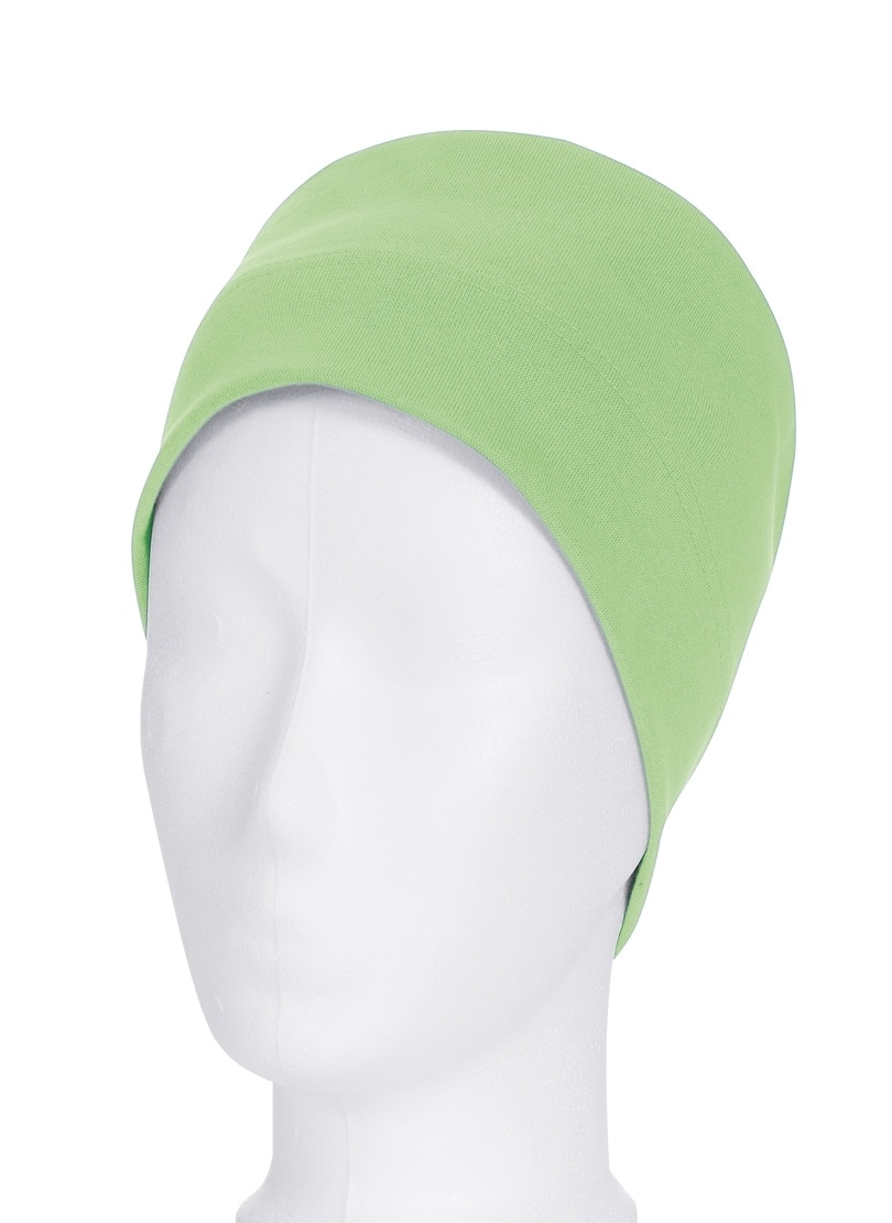 Strickmütze TRIGEMA "TRIGEMA Soft-Cap", Kinder, Gr. 900, grün (pistazie), Baumwollmischung, Sportlich, Mützen Image