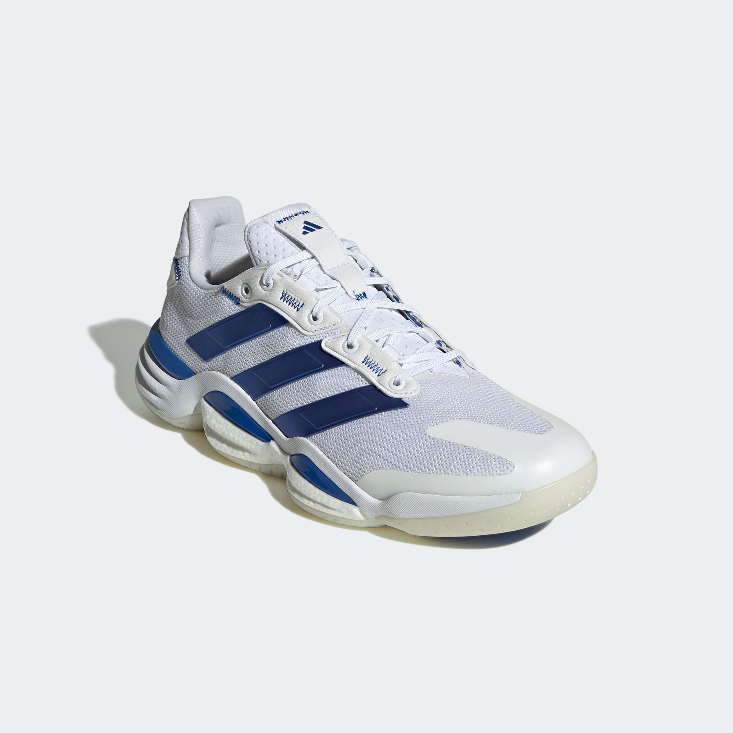 Hallenschuh ADIDAS PERFORMANCE "STABIL 16 INDOOR", Damen, Gr. 42,5, weiß (cloud weiß, royal blau, royal blau), Synthetik, Textil, Schuhe Hallenschuh