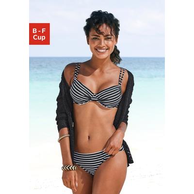 Bügel-Bikini-Top S.OLIVER "Hill", Damen, Gr. 40, Cup E, schwarz-weiß (schwarz, weiß, gestreift), Microfaser, Polyamid, Bikini-Oberteile, mit Doppelträger Image
