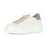 Plateausneaker GABOR, Damen, Gr. 40, weiß (weiß, beige), Nappaleder, Ziegenveloursleder, unifarben mit Farbeinsatz, sportlich, Schuhe, Schnürschuh, Halbschuh, Freizeitschuh mit Plüsch-Schnürsenkeln