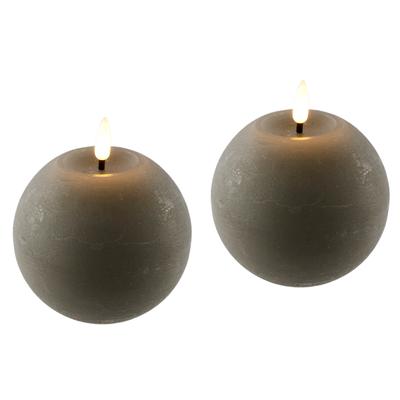 LED-Kerze I.GE.A. "LED Echtwachskerze 2er Set", grün, B:11cm H:11cm, Wachs, Kerzen, Mit Timer Flackernd Stumpenkerze Adventskerzen Adventskranz Image