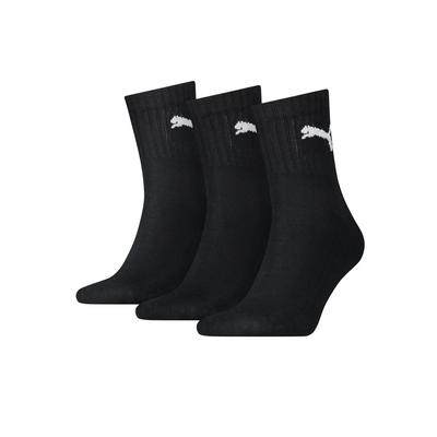 Sportsocken PUMA "short crew", Damen, Gr. 43-46, schwarz (3x schwarz), Baumwollmischung, Polyester, Polyamid, Elasthan, unifarben mit Farbeinsatz, elastisch, Socken, gepolsterte Frottee-Sohle, atmungsaktiv Image