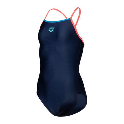 Badeanzug ARENA "GIRL'S ARENA SWIMSUIT LIGHT DROP SOLID für Mädchen", Mädchen, Gr. 164, N-Gr, navy, fluo rot, fluo rot, blau china, Obermaterial: 82% Polyamid, 18% Elasthan. Futter: 100% Polyester, sportlich, Badeanzüge Image