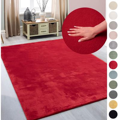 Teppich MY HOME "Arabell, Kunstfellteppich", rot, B:160cm H:16mm L:220cm, Polyester, Teppiche, flauschig, kuschelig, Felloptik, Anti-Rutsch-Unterseite, Waschbar Image