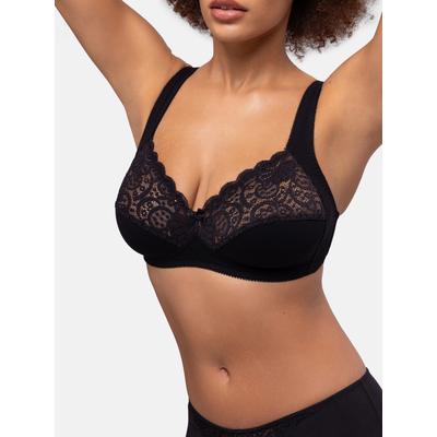 Bügelloser BH DORINA "Georgina", Damen, Gr. 80, Cup C, schwarz, Jersey, Obermaterial: 75% Baumwolle, 19% Polyamid, 6% Elasthan, unifarben, feminin, BHs, mit Spitze, stützendes Unterbrustband, Full-Cup Image