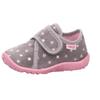 Hausschuh SUPERFIT "SPOTTY WMS: Mittel", Kinder, Gr. 26, rosa (grau, rosa stern), Textil, metallic, klassisch, Schuhe, Klettschuh, Kindergarten Schuh mit Motiv, Größenschablone zum Download