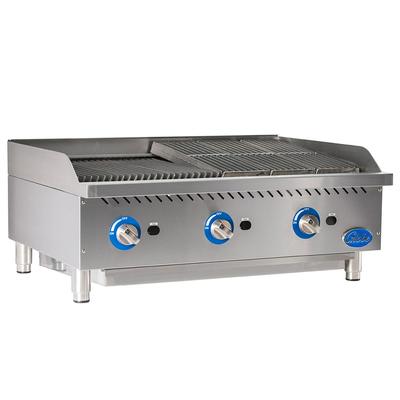 Globe GCB36G-SR 36" Countertop Gas Charbroiler w/ Reversible Grates, Radiant, Stainless Steel, Gas Type: Convertible