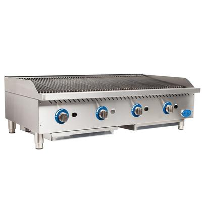 Globe GCB48G-CR 48" Countertop Gas Charbroiler w/ Reversible Grates, Radiant, Stainless Steel, Gas Type: Convertible