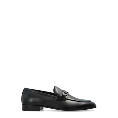 Gancini Ornament Moccasin Loafers - Black - Ferragamo Slip-Ons