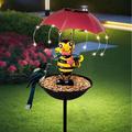 Lampe solaire d'extérieur en fer forgé, statue de flamant rose, lampe étanche, lampe de pelouse avec mangeoire à colibris, cadeau de Noël pour Thanksgiving, décoration de jardin, terrasse, pelouse