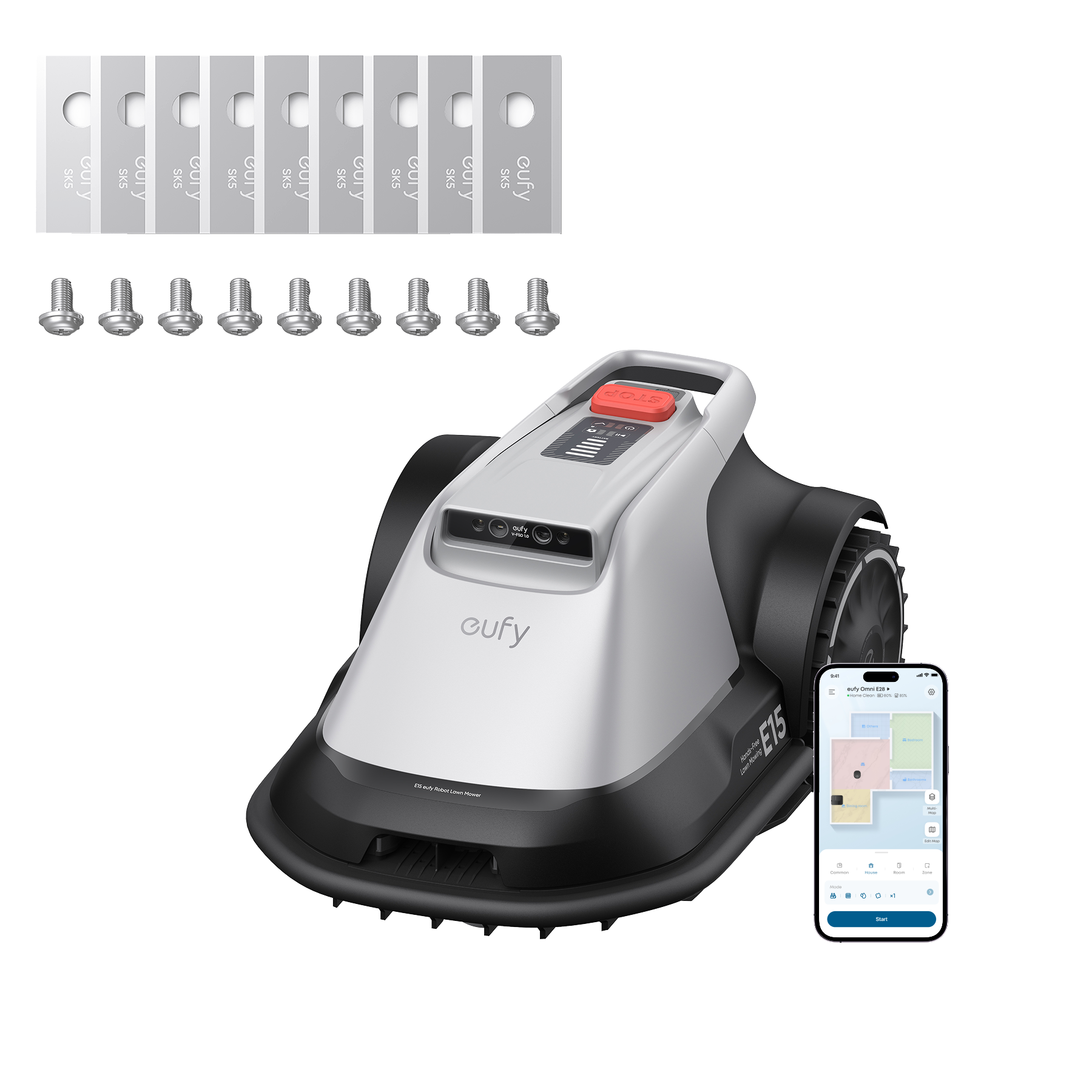 eufy Robot Lawn Mower E15 with Replacement Blade Set