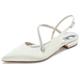 KUHAOFEU Women's Slingback Flat Shoes Closed Toe Formal Dress Shoes for Bridal Rhinestone Decor Wedding Business Evening Flats,Ivory,5 UK