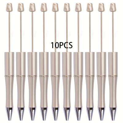 TEMU A Pack Of 10 Plastic Pearl Pens With Ballpoint Pens For Diy, Twist-, Oval Pen Body, Medium Tip, , Suitable For Graduation Gifts And Office Supplies. Image