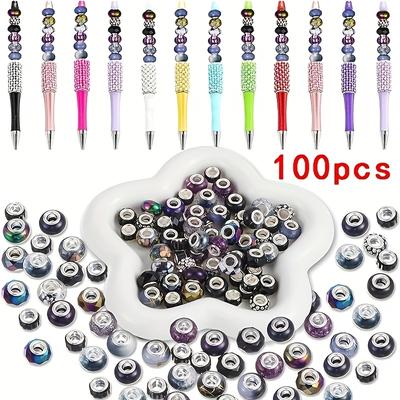 TEMU Large Hole Fairy Stick Garden Beads, Assorted European Craft Beads In Mixed Colors For Decorative , Large Hole , For Diy Handmade Jewelry Making Supplies (black) Image