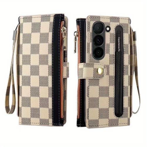 TEMU Compatibles avec pour for samsung pour for galaxy Z Fold 6 Étui de téléphone à style portefeuille, porte-cartes multifonctionnel pour Fold 5/4, couverture de protection pour Z Fold