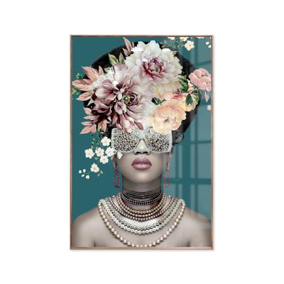 La Casa »Lady with flowers and glasses« Wandbild 80x120 cm Rahmen rosé Image