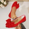 Lässige Damen-Slip-On-Schuhe mit flachem Boden, Frühling und Sommer, spitze, bequeme Wanderschuhe, Damen-Fliege, rote Flats, Größe 43,