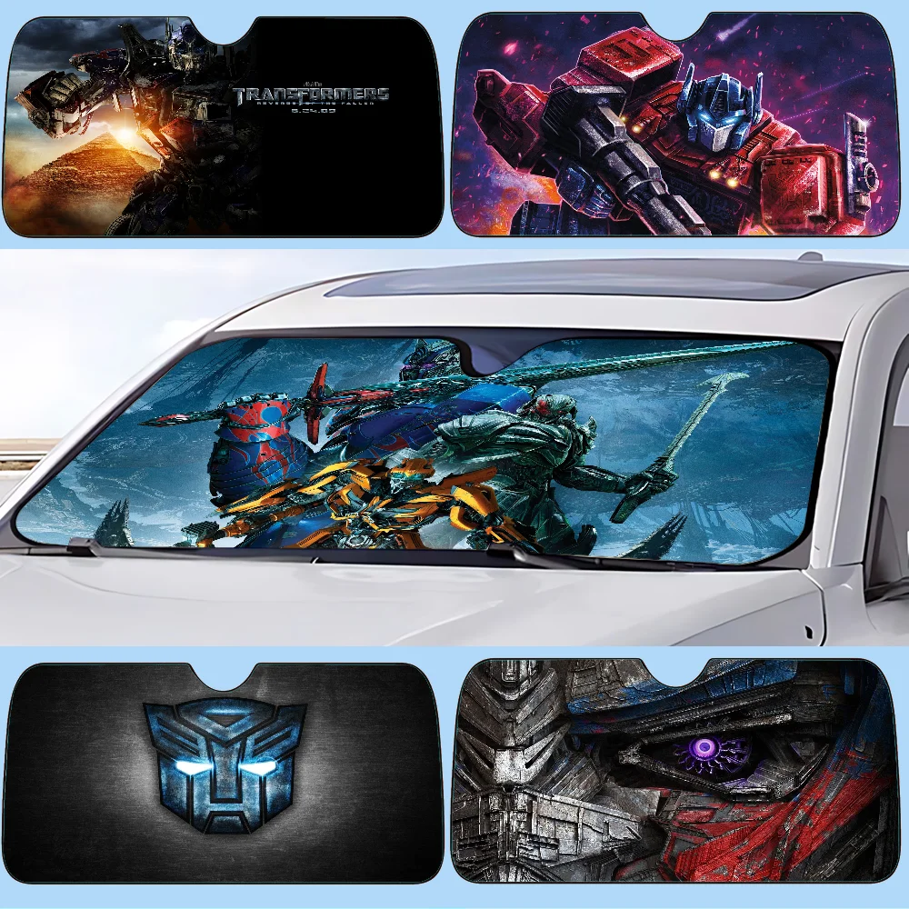 T-Transformers Auto-Sonnenschutz, Windschutzscheibe, Frontfenster-Visier, 70 x 130 cm, Sonnenblende, Sonnenschutz, kariert, Geschenk, Neuheit, Auto Image