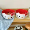 Japanische rote Kawaii Hello Kitty Schüssel Melamin rosa Cartoon süße Harajuku Mädchen Hello Kitty Schüssel Geschirr Dekoration Geschenk
