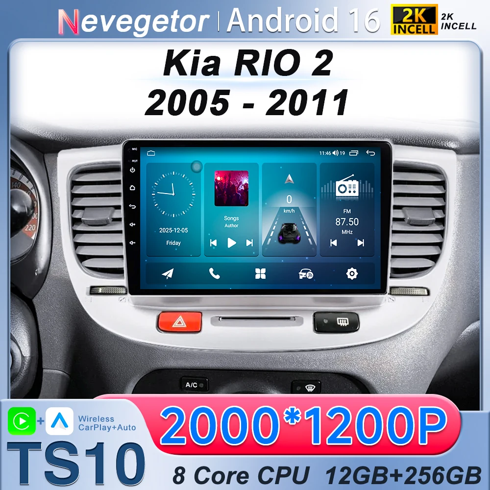 Auto radio Für Kia RiO 2 RIO 2 2005-2011 Drahtlose CarPlay Multimedia Auto Video Player Touchscreen GPS navigation BT 2din DVD Image