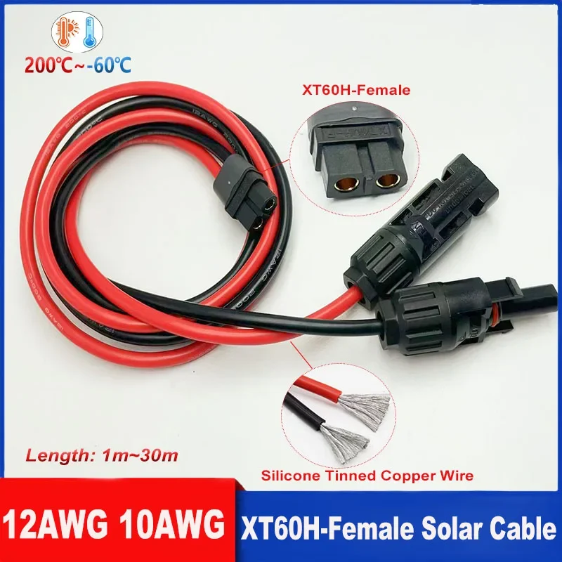 10AWG-Silikonkabel (1 m ~ 10 m), XT90H-Buchse auf Solar-Anschlusskabel, geeignet für tragbare Solarpanel-Anschlussstecker Image
