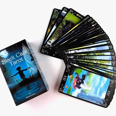 Black Cats Tarot Deck Freizeit Party Brettspiel Wahrsagerei Prophezeiung Oracle Karten Image