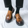 Bequeme Herrenschuhe, handgefertigte Freizeitschuhe, Lederquasten, Loafer, hochwertiges Spaltleder, flache Mokassins, Herren-Business-Schuhe