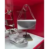 Elegante Silber Glitzer Plateau Keilsandalen Kristall Schnalle Kette Clutch Bag Strass Kleid Schuhe Damen Abend Set