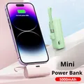 Xilecaly Mini Power Bank 2 in 1 5000mAh Display digitale Batteria esterna portatile a ricarica rapida per iPhone 15 16 14 Samsung S25