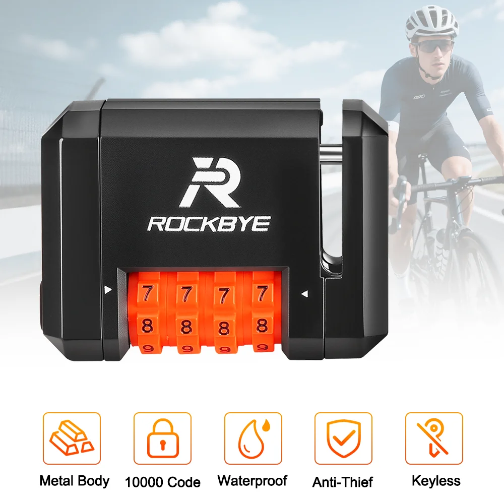 Rockbye Fahrrad Scheibenbremse Schloss Fahrrad 4-stelliges Passwort Radschloss Diebstahlsicher Sicher für MTB Straße Elektrofahrrad Image
