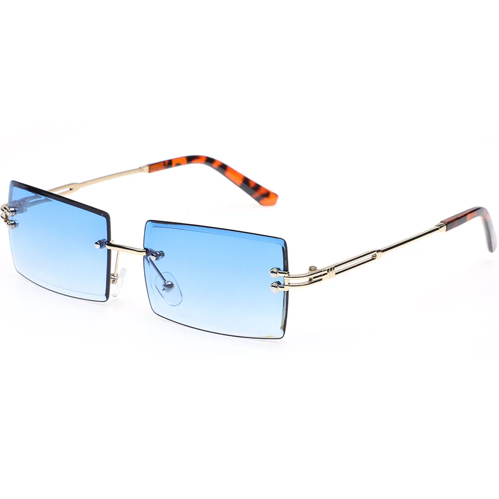 Retro Frauen Sonnenbrille Marke Designer Mode Randlose Gradienten Sonnenbrille Shades Dame Schneiden Objektiv Damen Rahmenlose Brillen Image