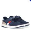 Sneaker TOMMY HILFIGER, Kinder, Gr. 27, blau (blau, beige), Synthetik, sportlich, Schuhe, Retro Sneaker, Klettschuh mit Gummizug