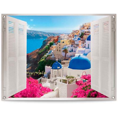 Poster REINDERS "Santorini", blau (farbe bild(er): blau), B:80cm H:60cm T:0,1cm, Leinwand, Bilder Image