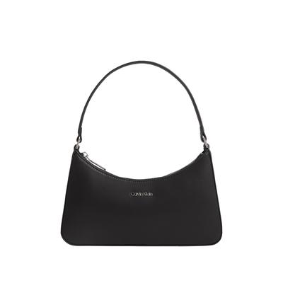 Schultertasche CALVIN KLEIN "CK MUST SMALL SHOULDER BAG", Damen, Gr. B/H/T: 27cm x 17cm x 3,5cm, schwarz, Lederimitat, unifarben, Taschen, Umhängetasche, Damen Handtasche mit Logo-Schriftzug