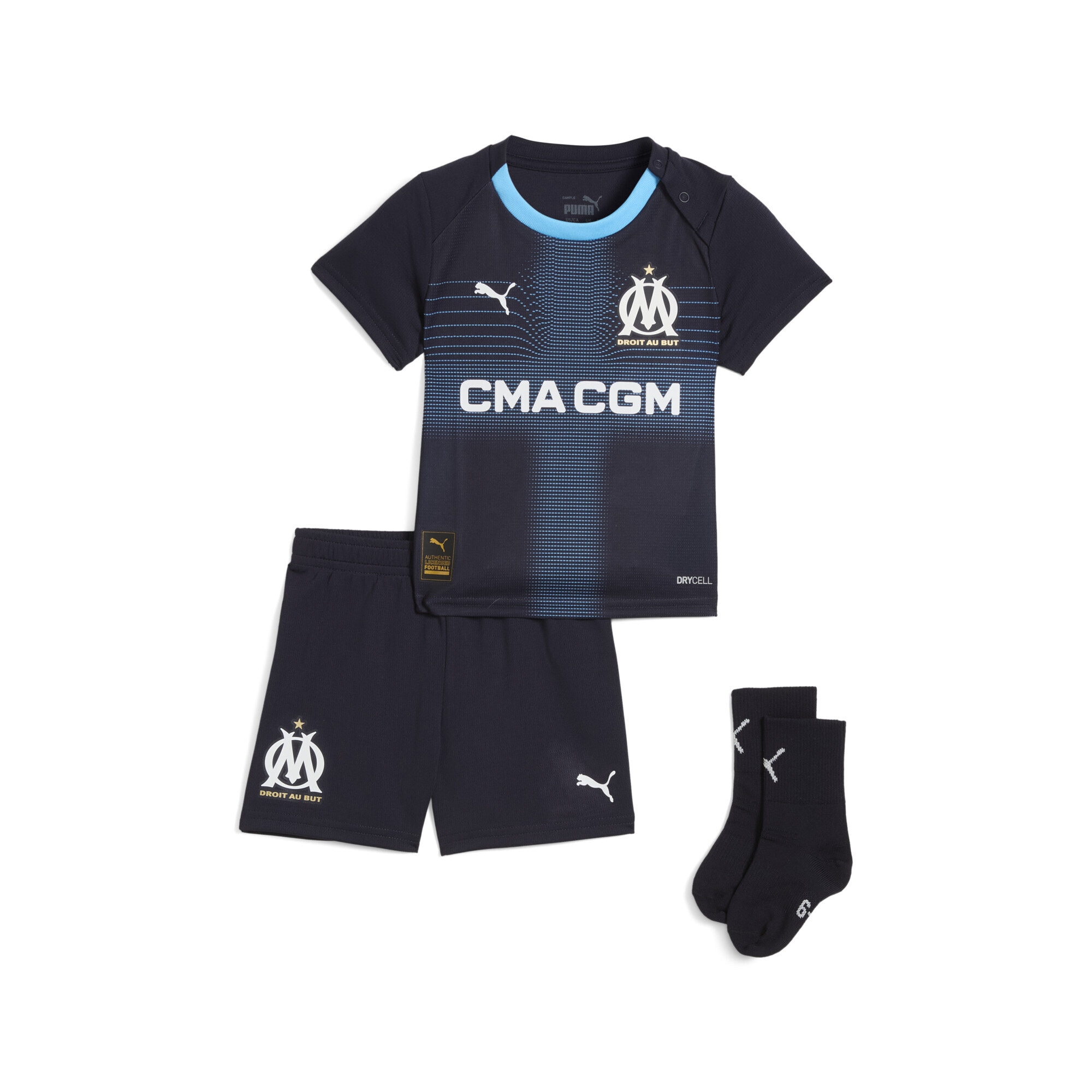 Trainingsanzug PUMA "Olympique de Marseille 25/26 Auswärtstrikot-kit Kinder", Kinder, Gr. 86, blau (new navy luminous blau), Obermaterial: 100% Polyester; Rippe: 100% Polyester, Sportanzüge Image