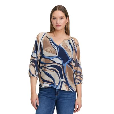 Schlupfbluse BETTY & CO "Betty & Co Schlupfbluse mit Print", Damen, Gr. 42, blau (nature, blau), Obermaterial: 100% Polyester. Futter: 92% Viskose, 8% Elasthan., casual, figurumspielend normal, Rundhals, Blusen Image