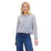 Jackenblazer BETTY & CO "Betty & Co Jerseyjacke langarm", Damen, Gr. 44, blau (dunkelblau, weiß), Obermaterial: 64% Polyester, 34% Baumwolle, 1% Polyester metallisiert, 1% Elasthan., modisch, lässig geschnitten normal, Rundhals, Blazer