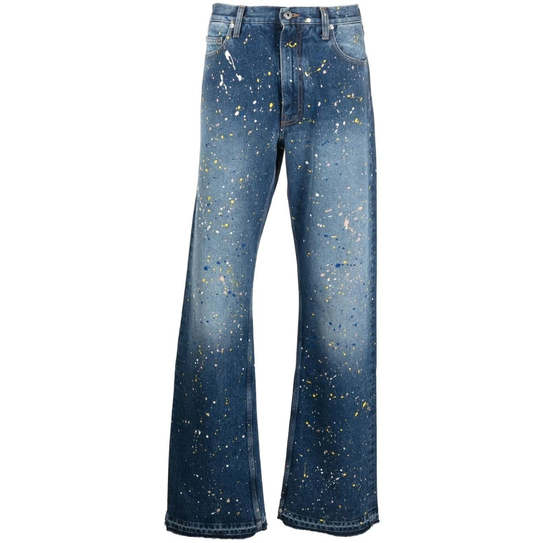 Off-White Paint Relax Slim Fit Blue Jeans