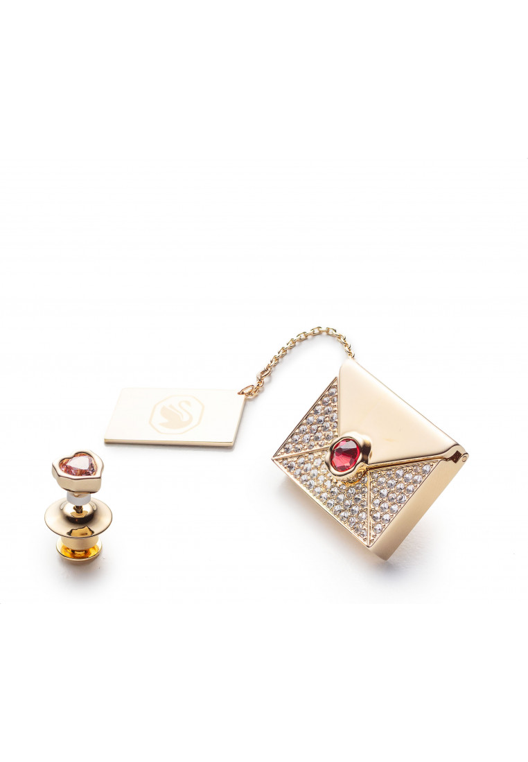 Swarovski Womens 5665842 Ladies Letra Brooch - Gold - One Size | Swarovski Sale | Discount Designer Brands