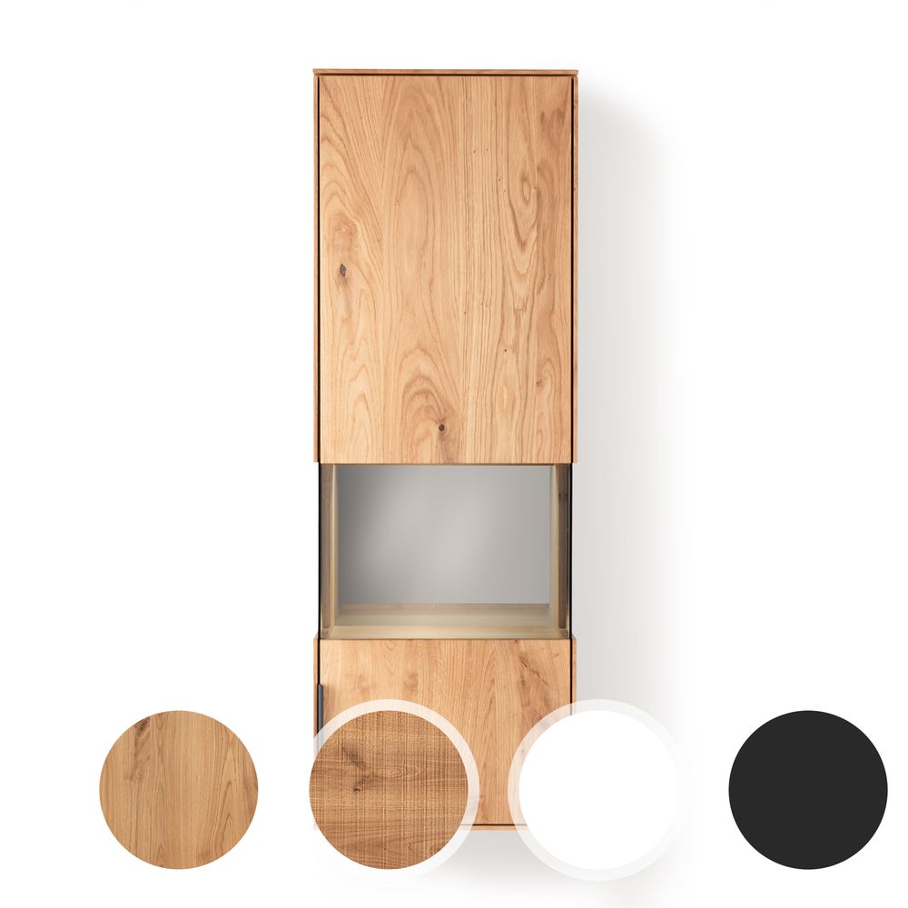 Massivholz »Lugano« Hängevitrine I glatte Front / Rückwand sandgestrahlt / Anschlag links Image